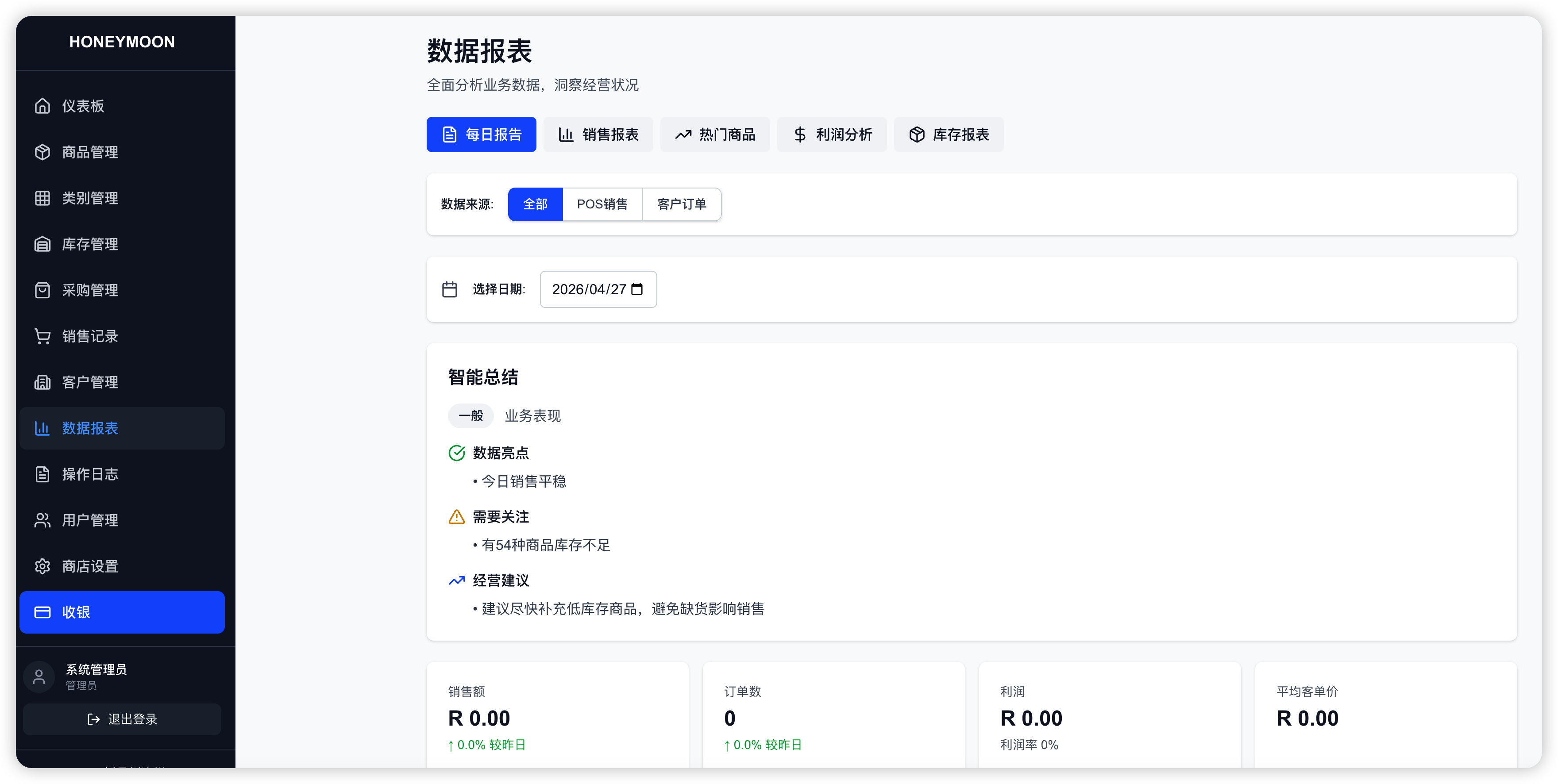 数据报表页面